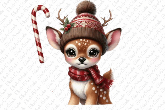 Download Cute Deer Christmas Clipart Sublimation - Christmas clipart Collection