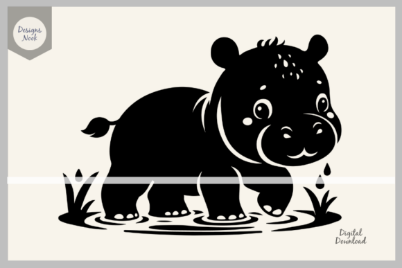 Download Baby Hippo SVG File Clipart Silhouette - Svg file Collection