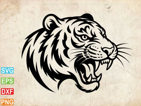 Download Tiger Head SVG, Hand Drawn Clipart - Tiger head Collection