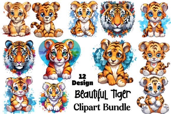 Download Beautiful Tiger Clipart PNG Bundle - Tiger clipart Collection
