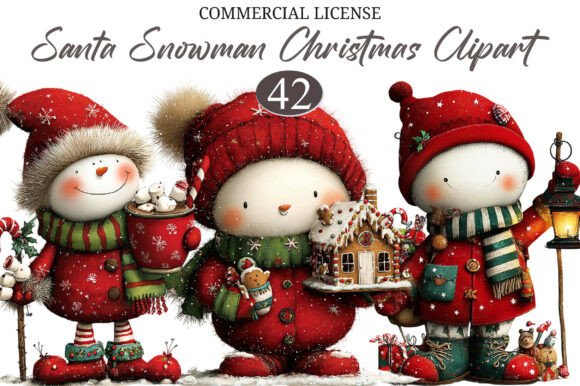 Download Cute Santa Snowman Christmas Clipart - Christmas clipart Collection